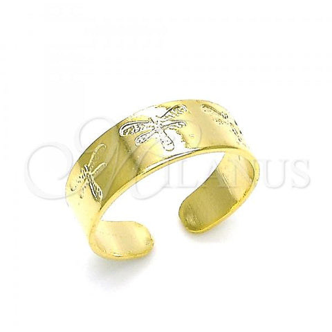 Oro Laminado Toe Ring, Gold Filled Style Dragon-Fly Design, Polished, Golden Finish, 01.117.0011 (One size fits all)