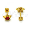 Stainless Steel Stud Earring, Star Design, with Garnet Crystal, Polished, Golden Finish, 02.271.0016.8