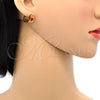 Stainless Steel Huggie Hoop, Heart Design, Red Enamel Finish, Golden Finish, 02.216.0011.3