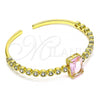 Oro Laminado Individual Bangle, Gold Filled Style with Pink and White Cubic Zirconia, Polished, Golden Finish, 07.341.0039.2