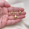 Oro Laminado Earring and Pendant Adult Set, Gold Filled Style Teardrop Design, Polished, Golden Finish, 10.342.0188