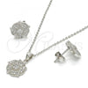 Sterling Silver Earring and Pendant Adult Set, with White Micro Pave, Polished, Rhodium Finish, 10.174.0237