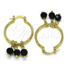 Oro Laminado Small Hoop, Gold Filled Style with Black Crystal, Polished, Golden Finish, 02.63.2752.25
