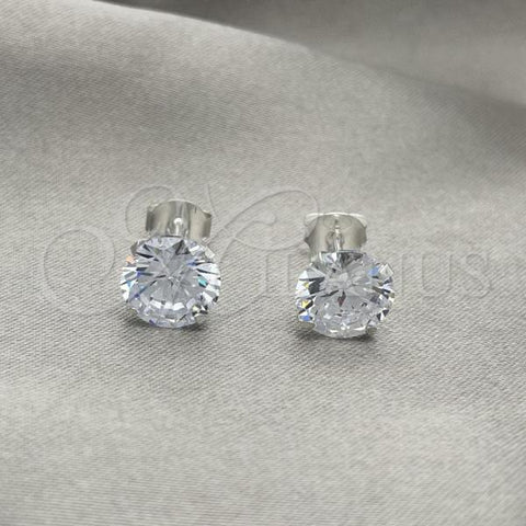 Sterling Silver Stud Earring, with White Cubic Zirconia, Polished, Silver Finish, 02.401.0054.09