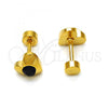 Stainless Steel Stud Earring, Heart Design, with Black Crystal, Polished, Golden Finish, 02.271.0004.5