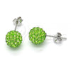 Sterling Silver Stud Earring, with Light Green Crystal, Polished, Rhodium Finish, 02.332.0042.9