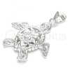 Sterling Silver Fancy Pendant, Turtle and Flower Design, Polished,, 05.398.0032