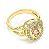 Oro Laminado Multi Stone Ring, Gold Filled Style with Pink Cubic Zirconia, Polished, Golden Finish, 01.210.0120.1.09