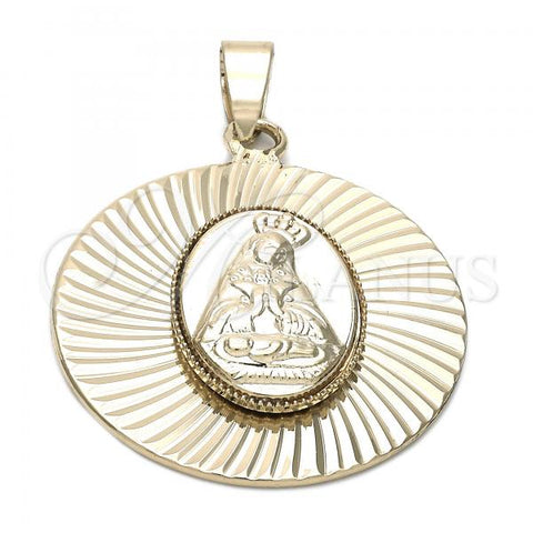 Oro Laminado Religious Pendant, Gold Filled Style Altagracia Design, Diamond Cutting Finish, Golden Finish, 5.193.011