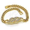 Oro Laminado Fancy Bracelet, Gold Filled Style with White Micro Pave, Polished, Golden Finish, 03.283.0225.07