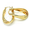 Oro Laminado Small Hoop, Gold Filled Style Greek Key Design, Polished, Golden Finish, 02.261.0033.20