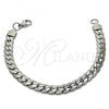 Stainless Steel Basic Bracelet, Pave Cuban Design, Diamond Cutting Finish,, 03.278.0015.08