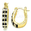 Oro Laminado Small Hoop, Gold Filled Style with Black and White Crystal, Polished, Golden Finish, 02.100.0095.2.12