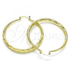 Oro Laminado Large Hoop, Gold Filled Style Hollow Design, Diamond Cutting Finish, Golden Finish, 02.213.0441.50