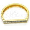 Oro Laminado Individual Bangle, Gold Filled Style with White Crystal, Polished, Golden Finish, 07.252.0064.05 (09 MM Thickness, Size 5 - 2.50 Diameter)