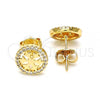 Oro Laminado Stud Earring, Gold Filled Style with White Cubic Zirconia, Polished, Golden Finish, 02.166.0003