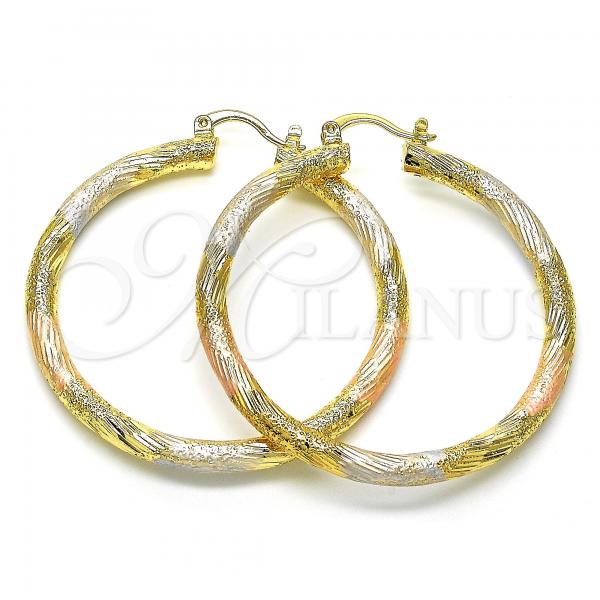 Oro Laminado Large Hoop, Gold Filled Style Polished, Tricolor, 02.170.0232.1.50