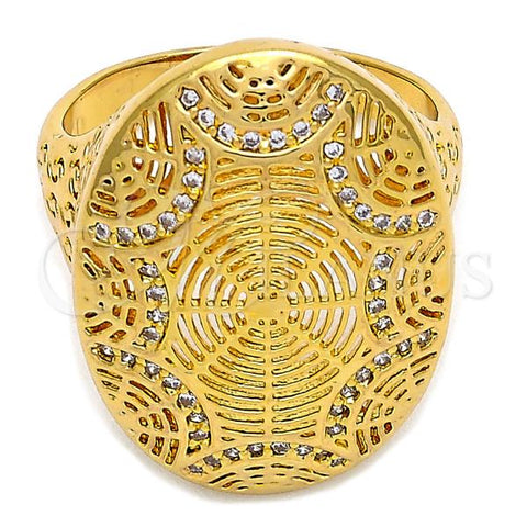 Oro Laminado Multi Stone Ring, Gold Filled Style with White Crystal, Polished, Golden Finish, 01.118.0055.07 (Size 7)