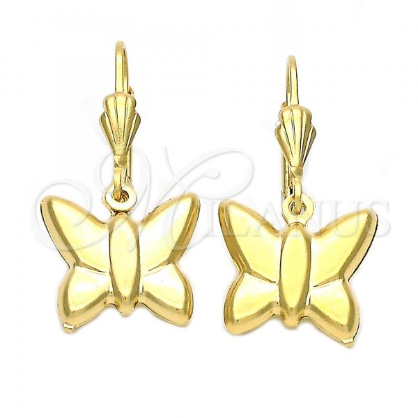 Oro Laminado Dangle Earring, Gold Filled Style Butterfly Design, Polished, Golden Finish, 5.123.030.1