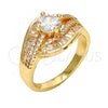 Gold Tone Multi Stone Ring, with White Cubic Zirconia, Polished, Golden Finish, 01.199.0004.08.GT (Size 8)