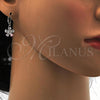 Rhodium Plated Dangle Earring, Flower Design, with White Cubic Zirconia, Polished, Rhodium Finish, 02.217.0059.2