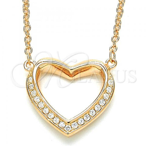 Sterling Silver Pendant Necklace, Heart Design, with White Cubic Zirconia, Polished, Rose Gold Finish, 04.336.0091.1.16