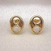 Oro Laminado Stud Earring, Gold Filled Style Puff Mariner Design, Polished, Golden Finish, 02.63.2671