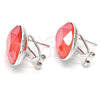 Rhodium Plated Stud Earring, with Padparadscha Swarovski Crystals, Polished, Rhodium Finish, 02.239.0015.2