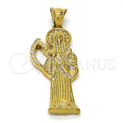 Oro Laminado Religious Pendant, Gold Filled Style Santa Muerte Design, Polished, Golden Finish, 05.185.0010