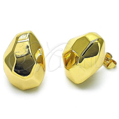 Oro Laminado Stud Earring, Gold Filled Style Chunky Design, Polished, Golden Finish, 02.195.0299