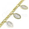 Oro Laminado Charm Bracelet, Gold Filled Style Guadalupe Design, Polished, Tricolor, 03.351.0119.08