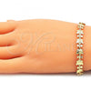 Oro Laminado Fancy Bracelet, Gold Filled Style Butterfly and Heart Design, Polished, Golden Finish, 03.362.0026.07