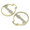 Oro Laminado Medium Hoop, Gold Filled Style Nameplate Design, Polished, Golden Finish, 02.213.0222.30