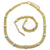 Oro Laminado Necklace and Bracelet, Gold Filled Style with Aurore Boreale Crystal, Polished, Golden Finish, 06.185.0017