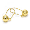 Oro Laminado Leverback Earring, Gold Filled Style Ball Design, Polished, Golden Finish, 02.168.0034