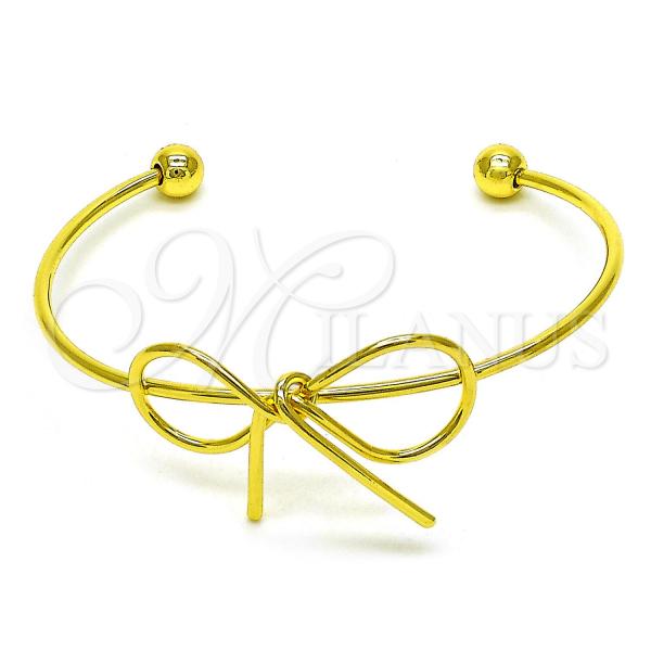 Oro Laminado Individual Bangle, Gold Filled Style Bow and Ball Design, Polished, Golden Finish, 07.417.0001