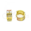 Oro Laminado Huggie Hoop, Gold Filled Style Polished, Tricolor, 02.213.0475.1.12