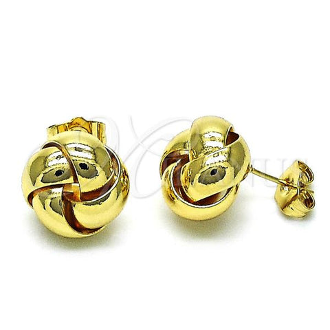 Oro Laminado Stud Earring, Gold Filled Style Love Knot Design, Polished, Golden Finish, 02.195.0265