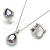 Sterling Silver Earring and Pendant Adult Set, Teardrop Design, with  Cubic Zirconia and White Crystal, Polished, Rhodium Finish, 10.186.0028