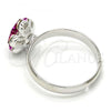 Rhodium Plated Multi Stone Ring, Flower Design, with Fuchsia Swarovski Crystals, Polished, Rhodium Finish, 01.239.0010.6 (One size fits all)
