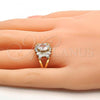 Oro Laminado Multi Stone Ring, Gold Filled Style with White Cubic Zirconia, Polished, Golden Finish, 01.210.0058.09 (Size 9)