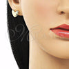 Oro Laminado Stud Earring, Gold Filled Style Heart Design, Polished, Golden Finish, 02.213.0623