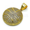 Oro Laminado Fancy Pendant, Gold Filled Style Ball Design, with White Micro Pave, Polished, Golden Finish, 05.342.0142