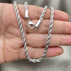 Rhodium Plated Basic Necklace, Rope Design, Polished, Rhodium Finish, 5.222.034.1.26