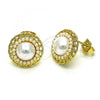 Oro Laminado Stud Earring, Gold Filled Style with Ivory Pearl, Polished, Golden Finish, 02.379.0012