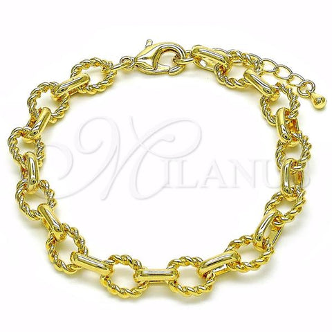 Oro Laminado Fancy Bracelet, Gold Filled Style Polished, Golden Finish, 03.415.0004.07