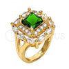 Oro Laminado Multi Stone Ring, Gold Filled Style with Green and White Cubic Zirconia, Polished, Golden Finish, 01.284.0005.08 (Size 8)