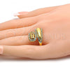 Oro Laminado Multi Stone Ring, Gold Filled Style with White Crystal, Polished, Golden Finish, 01.241.0022.09 (Size 9)