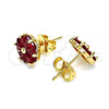 Oro Laminado Stud Earring, Gold Filled Style with Garnet Cubic Zirconia, Polished, Golden Finish, 02.310.0041.2