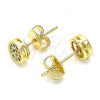 Oro Laminado Stud Earring, Gold Filled Style with Multicolor Micro Pave, Polished, Golden Finish, 02.156.0478.3